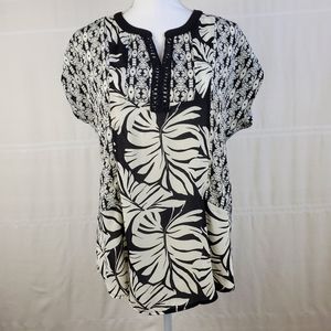 Roz & Ali Boho cap sleeve semi sheer tunic size M